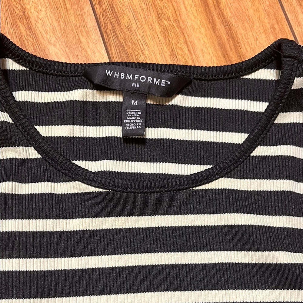 Fitted Black and White Striped Tank Top - Picture 2 of 2